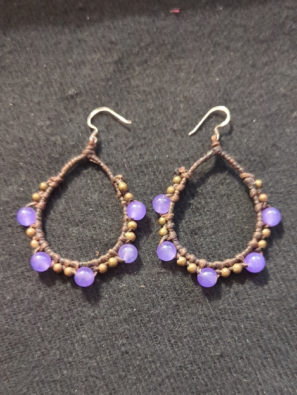 Brown Teardrop Blue Purple Beaded Dangle Statement Earrings